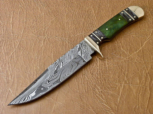 Custom Hand Made Damascus Steel Hunitng Knife