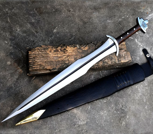 25" D2 Tool Steel Hunting SWORD, Wood Handle With Steel Guard and Pommel, Free Leather Sheath, Beautiful Gift, ACHILLES, Christmas Gift