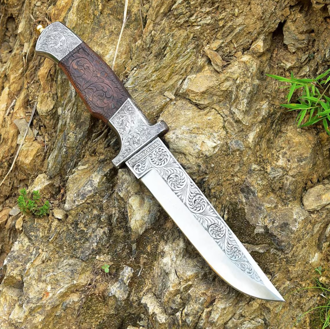 Full Engraved Custom Handmade Hunting Knife