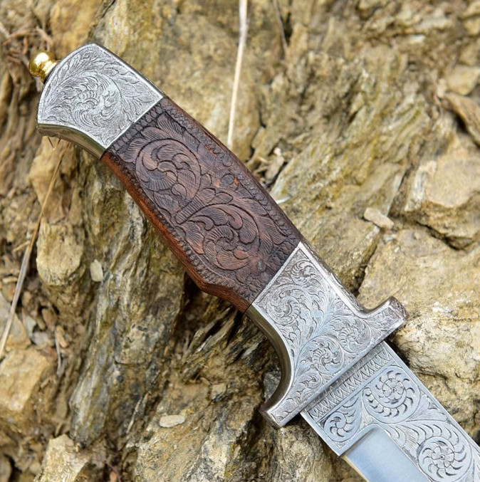 Full Engraved Custom Handmade Hunting Knife