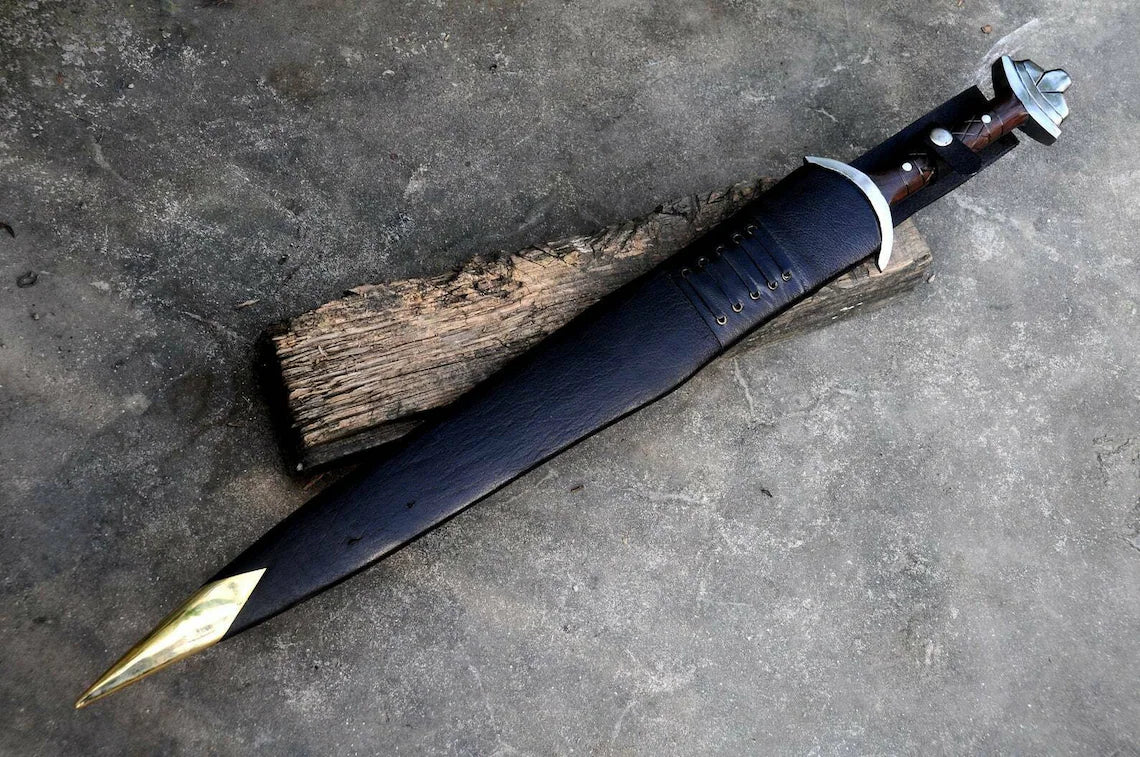 25" D2 Tool Steel Hunting SWORD, Wood Handle With Steel Guard and Pommel, Free Leather Sheath, Beautiful Gift, ACHILLES, Christmas Gift
