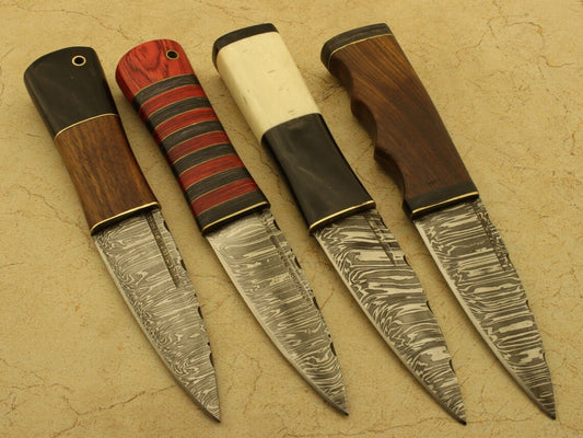 Combo Of 4: Handmade Celtic Scottish - Genuine Damascus Sgian Dubh Dirk knives