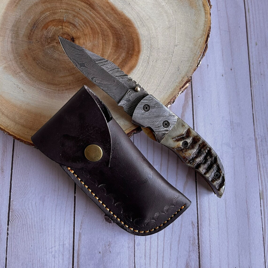 Handmade Damascus Pocket Knife