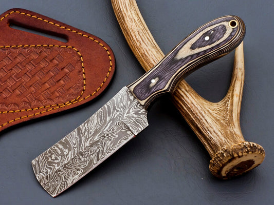 Top Selling Cow Boy Bull Cutter Knife Hand Forged Damascus Steel