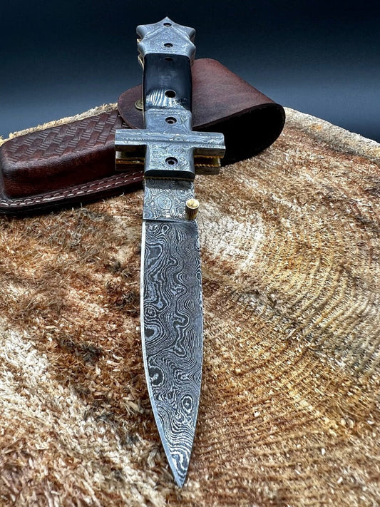 Handmade Pocket Knife with Damascus Guard & Pommel, Pocket Knife, Handmade knife, Anniversary gift, Gift for him, Birthday gift Knife