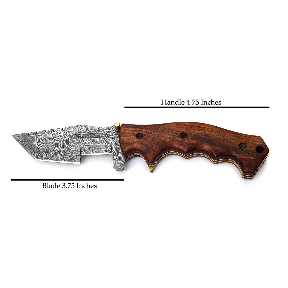 Handmade Damascus Steel Tracker Pocket Knife for Camping