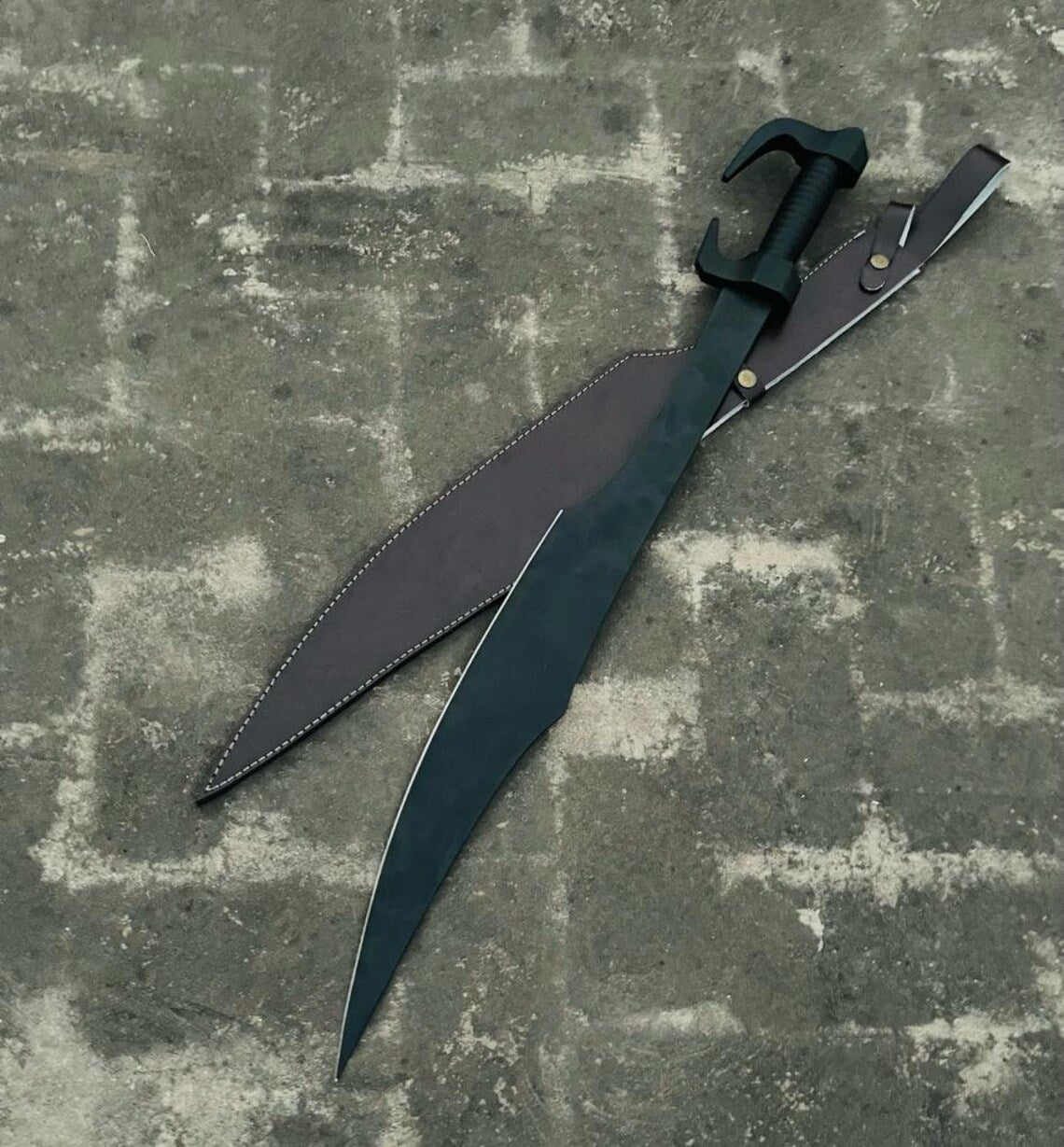 Spartan King Replica Sword- Ancient Sword, Hand Forged Carbon Steel Black powder Coated Blade - Greek Combat Sword