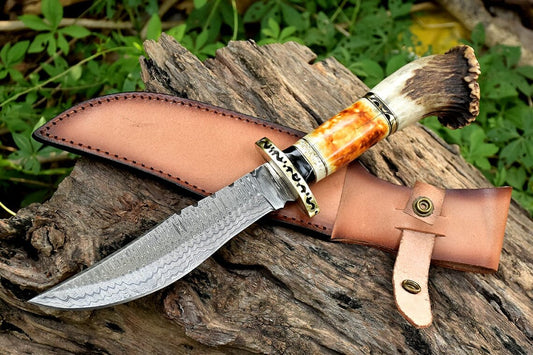 Custom Hand Forged Damascus Steel Bowie