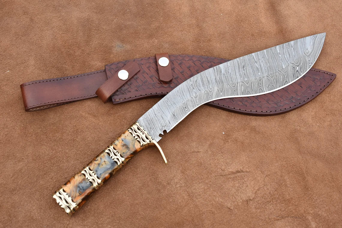 Custom Handmade Beautiful Damascus Steel Kukri knife