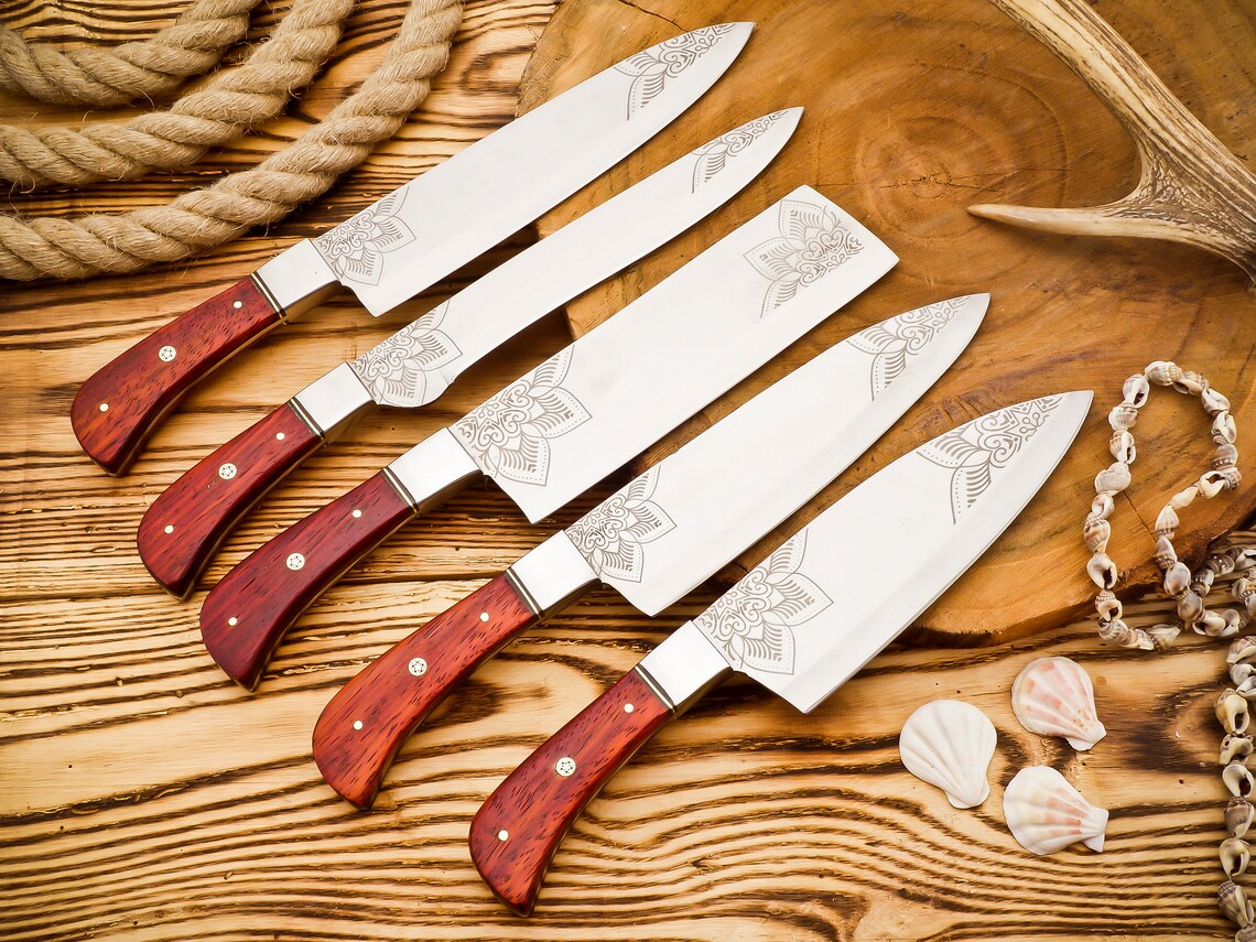 Handmade Stainless Steel Chef Knife Kitchen Knives set Chef set handmade Best chef set with Free Leather sheath