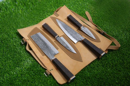 4 Pieces Custom Hand Forged J2 Steel Kitchen Chef Knives Set
