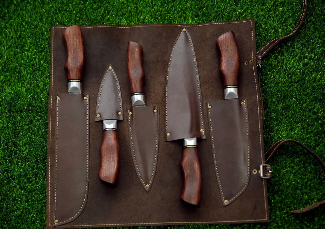 5 Pieces Custom Hand Forged J2 Steel Kitchen Knives Set