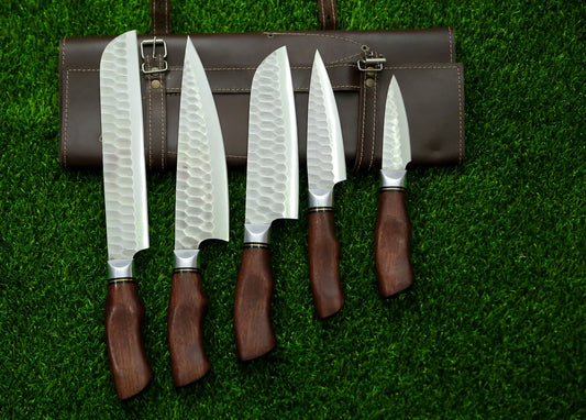 5 Pieces Custom Hand Forged J2 Steel Kitchen Knives Set