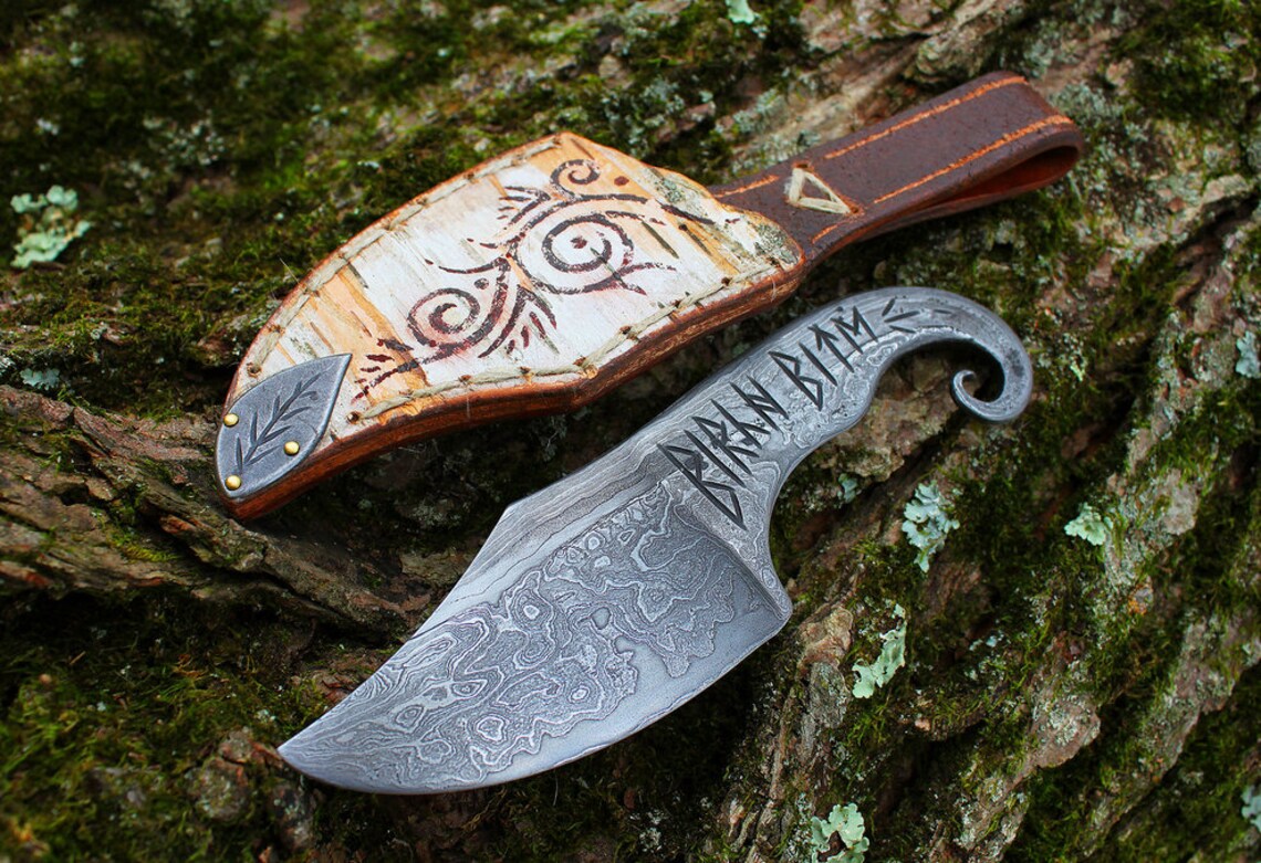 Handmade Full Tang Damascus Steel Tookish Tall Tale Knife