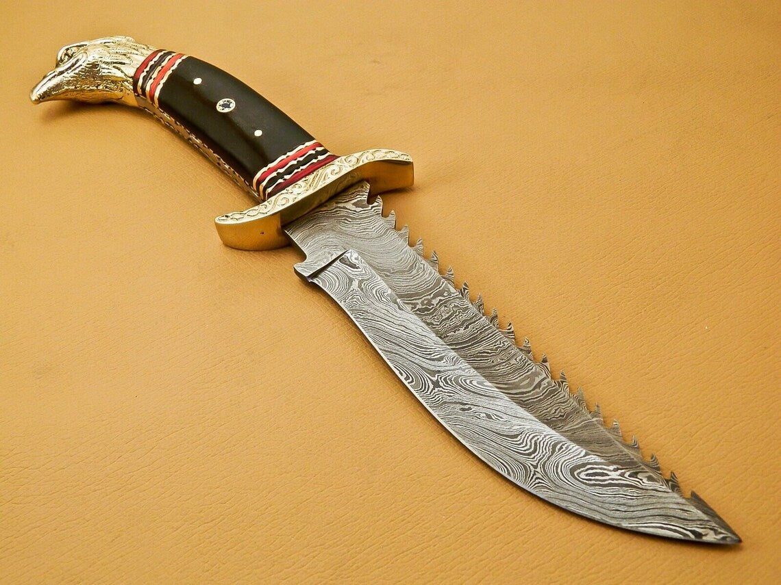 Beautiful Eagle Head Custom Handmade Damascus Hunting Knife