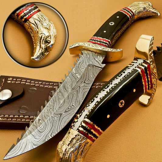 Beautiful Eagle Head Custom Handmade Damascus Hunting Knife