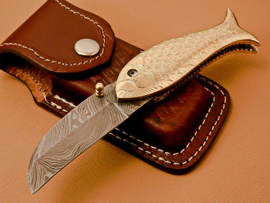 Beautiful Custom Handmade Damascus Pocket Knife
