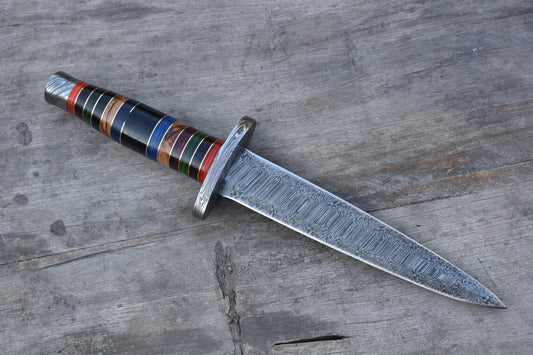 Custom Handmade Damascus Steel Blade Dagger Knife Survival Tool