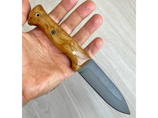 Bushcraft Knife D2 Steel and Silverberry Wood Handle Blacksmith Made Camping Knife - Hunting Knife - Tactical Knife